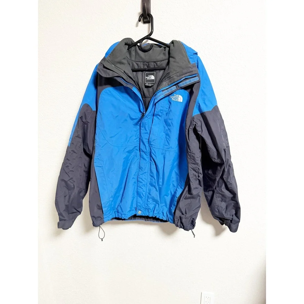 The North Face HyVent Jacket Full Zip Hooded Waterproof Outdoor XL Blue Gray